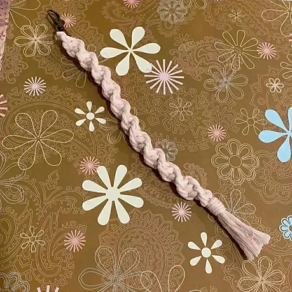 Spiral Macramé Keychain in Baby Pink
